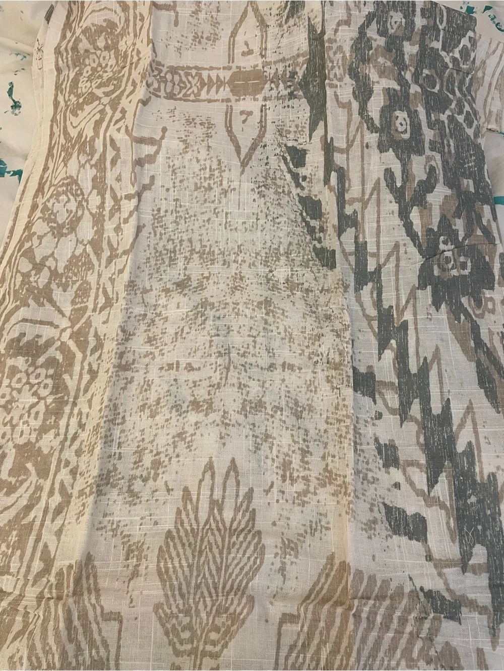 New West Elm Sheer light blue Medallion Curtain - Set of 2